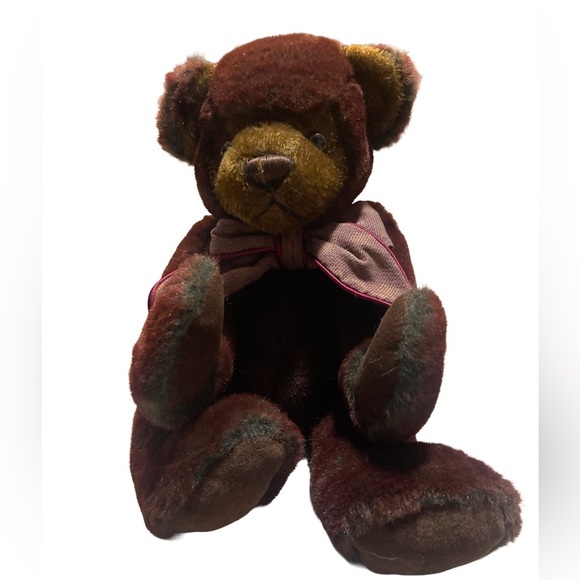 Color RICH Plush Collector Teddy Bear with Bow and Brown eyes SO Cute! - Picture 2 of 12